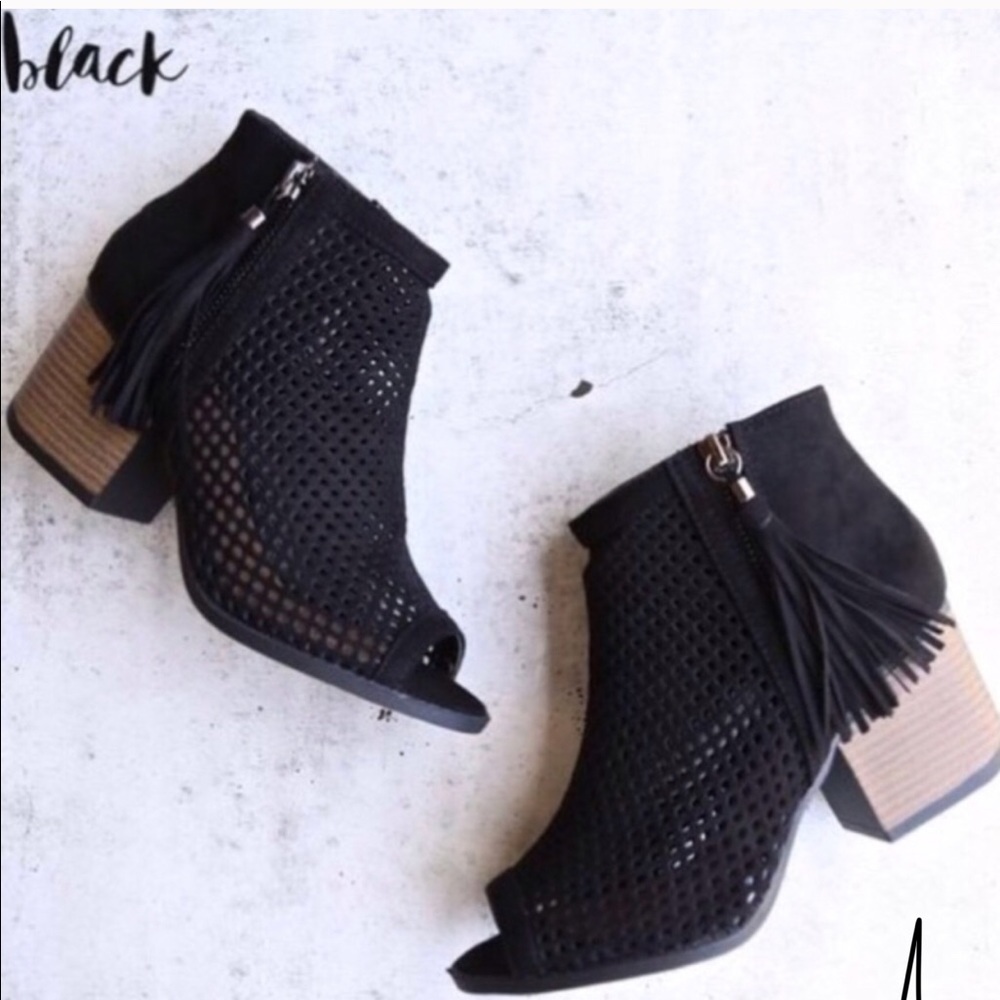 black peep toe booties